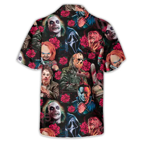 Blood Scary Rose Hawaiian Shirt – Horror Movie Characters Pattern