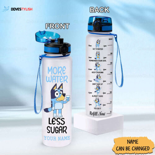 Bluey Water Tracker Bottle, Personalized Bluey Bottle, Bluey Water Bottle, Bluey Bottle, Bingo Bluey Gift, Birthday Gift, Bluey And Bingo