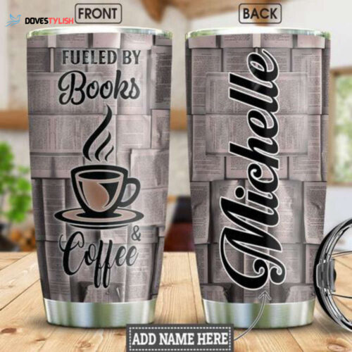 Books Coffee Personalized Stainless Steel Tumbler, Personalized Tumblers, Tumbler Cups, Custom Tumblers