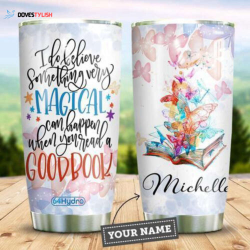 Butterfly Book Personalized Stainless Steel Tumbler, Personalized Tumblers, Tumbler Cups, Custom Tumblers