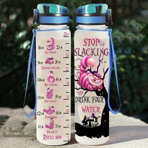 Cheshire Cat Purple Disney Graphic Cartoon 32oz Water Tracker Bottle