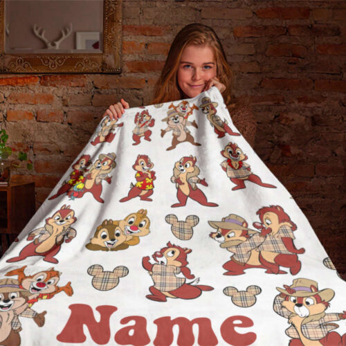 Chipmunks Sherpa Baby Name Blanket – Personalized Chip and Dale Design