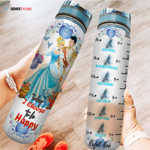 Beauty And The Beast Roses Cute Disney Graphic Cartoon Water Tracker Bottle
