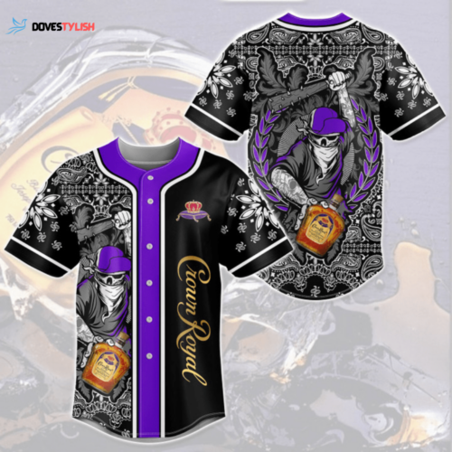 Crown Royal Skull 3D Baseball Jersey – Black All Over Print for Ultimate Style