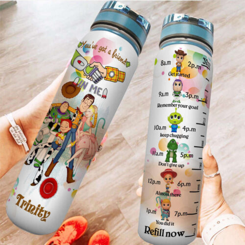 Custom A Friend In Me Disney Toy Story Water Tracker Bottle