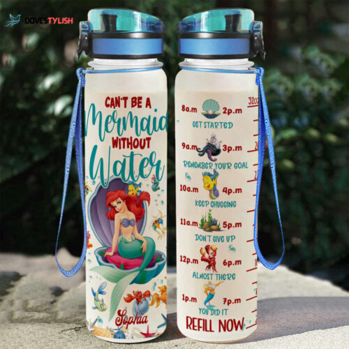 Custom Ariel Little Mermaid Water Tracker Bottle