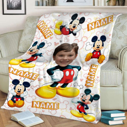 Custom Personalized Mickey Blanket – Ideal Baby Gift with Photo & Name Shop Now!