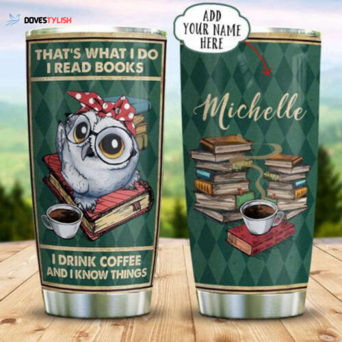 Book Giraffe Personalized Stainless Steel Tumbler, Personalized Tumblers, Tumbler Cups, Custom Tumblers