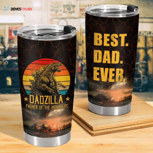 Dadzilla Tumbler, Father Of Monster Tumbler, Best Dad Ever Tumbler, Tumbler For Dad, Monster Tumbler 20oz, Dadzilla Coffee Tumbler