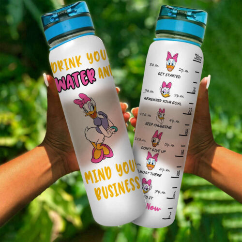 Daisy Duck Drink Your Water Quote Cute Disney Tracker Bottle