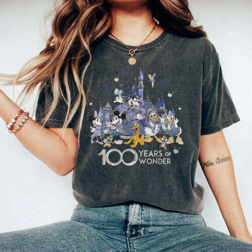 Disney 100 Years Of Wonder Shirt, Walt Disney T-shirt, Disneyland 2023 Trip 100th Anniversary, Disney 100 Outfits, Disneyworld Family Shirt