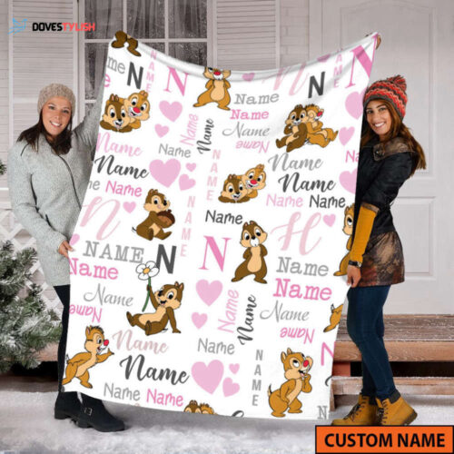 Double Trouble Fleece Mink: Personalized Chip N Dale Sherpa Baby Blanket – Cozy and Customizable!
