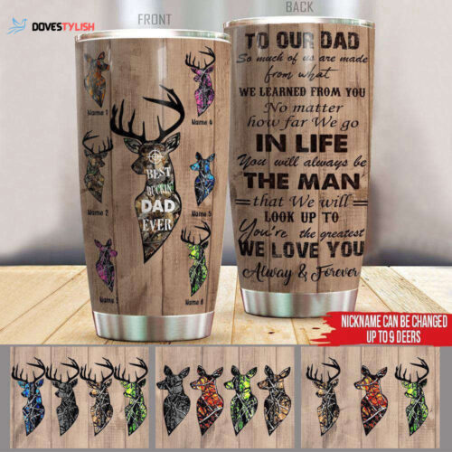 Father’s Day Gift Idea Custom Tumbler Best Buckin Dad Ever Hunting Personalized Gift