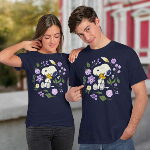 Floral Snoopy T-shirt: Stylish and Playful Graphic Tee for Peanuts Fans