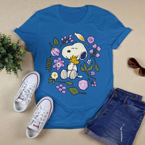 Floral Snoopy T-shirt: Stylish and Playful Graphic Tee for Peanuts Fans