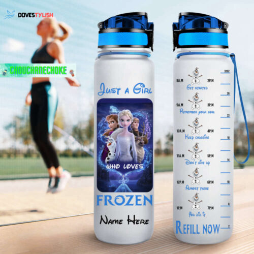 Frozen Water Tracker Bottle, Frozen Water Bottle, Personalized Bottle, Elsa Water Bottle, Motivational Water Bottle, Frozen Gifts
