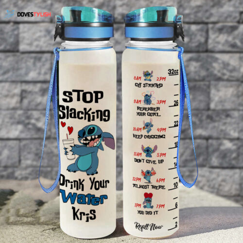 Funny Stitch Straight Outta Gym Girl Water Tracker Bottle