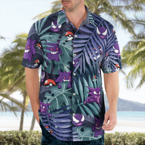 Gengar s Evolution Hawaiian Shirt: Stylish Pokemon Apparel for Fans