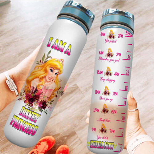 I Am Aurora Princess Disney Graphic Cartoon 32oz Water Tracker Bottle