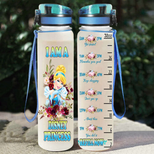 I Am Cinderella Princess Disney Graphic Cartoon Water Tracker Bottle
