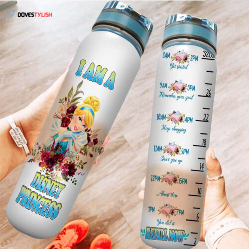 Flowery Winnie Pooh Disney Graphic Cartoon 32oz Water Tracker Bottle