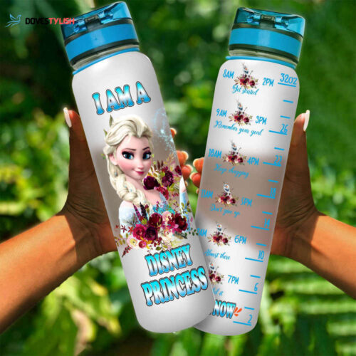 I Am Elsa Princess Frozen Disney Graphic Cartoon 32oz Water Tracker Bottle