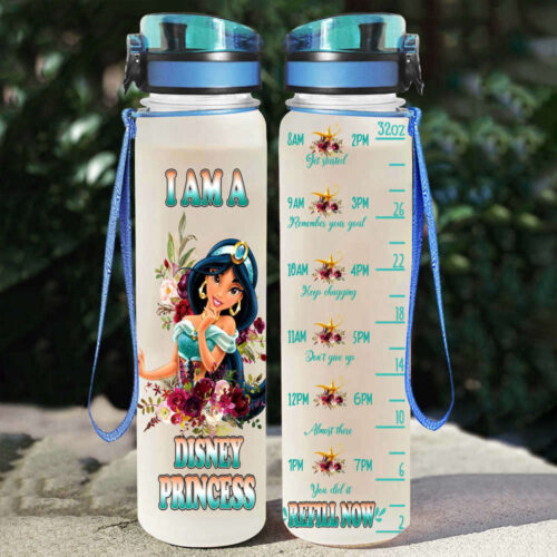 I Am Jasmine Princess Disney Graphic Cartoon Water Tracker Bottle