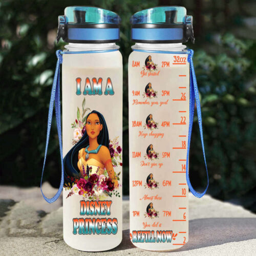 I Am Pocahontas Princess Disney Graphic Cartoon 32oz Water Tracker Bottle