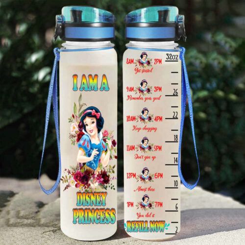 I Am Snow White Princes Disney Graphic Cartoon Water Tracker Bottle
