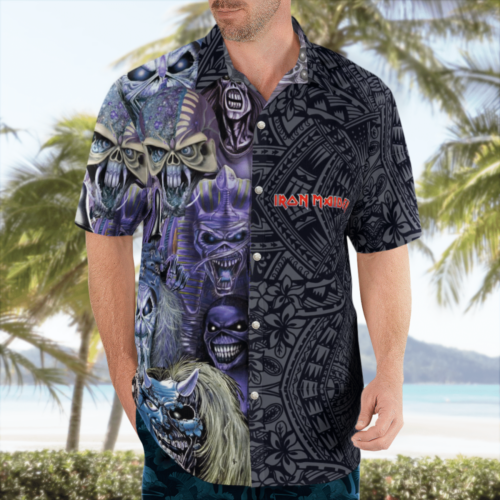Iron Maiden Eddie tribal Hawaiian shirt