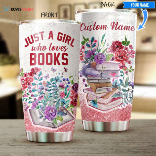 Cat And Books Personalized Stainless Steel Skinny Tumbler Bulk, Double Wall Vacuum Slim Water Tumbler Cup With Lid, Reusable Metal Travel Coffee Mug