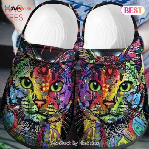 Irish Cat Rainbow Rubber Crocs Clog Shoes Comfy Footwear