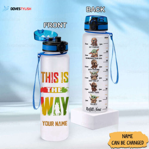 Mandalorian Water Tracker Bottle, Baby Yoda Water Tracker Bottle, Baby Yoda Bottle, This Is The Way, Star Wars Water Bottle