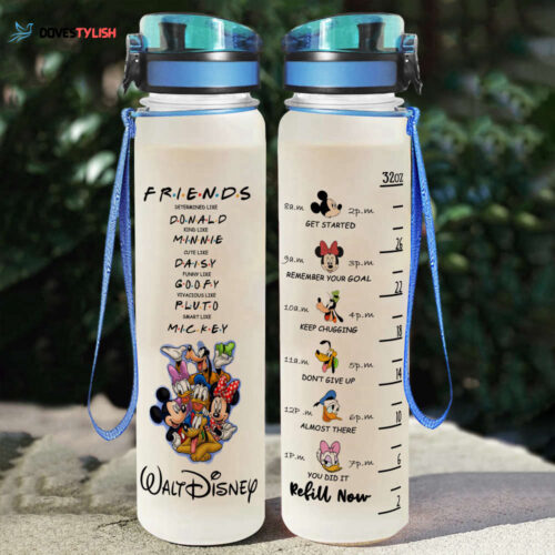 Mickey & Friends Quote Cute Disney Graphic Cartoon Water Tracker Bottle