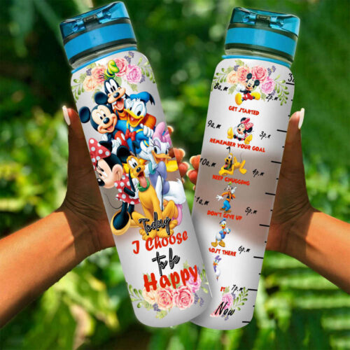 Mickey Minnie And Friends Cute Disney Quote Graphic Cartoon Water Tracker Bottle