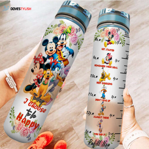 Mickey Minnie And Friends Cute Disney Quote Graphic Cartoon Water Tracker Bottle