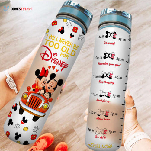 Never Too Old Daisy Duck Disney Graphic Cartoon 32oz Water Tracker Bottle