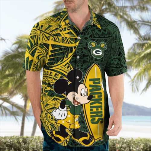 Mickey Walt Disney Green Bay Packers Tribal Hawaii Shirt