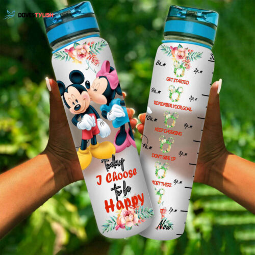 Minnie Mickey Head Disney Graphic Cartoon Let It Go Water Tracker Bottle