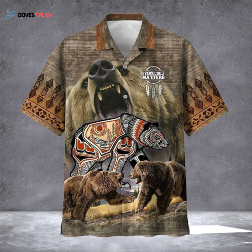 Native Bear Every Child Matters Hawaiian Shirt Indigenous Bear Pattern Button Up Shirt