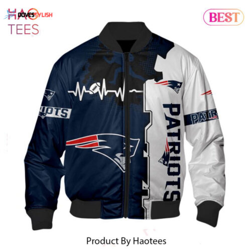 NEW FASHION 2023 New England Patriots Bomber Jacket graphic heart ECG line