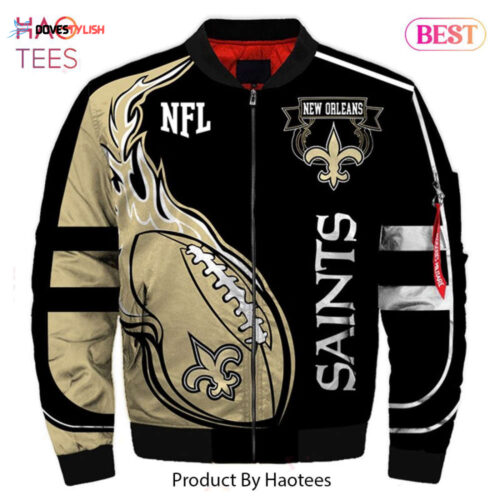 NEW FASHION 2023 New Orleans Saints bomber Jacket lightning graphic gift for men