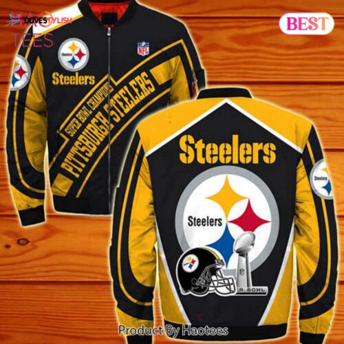 NEW FASHION 2023 Pittsburgh Steelers bomber Jacket Super bowl Champions coat for men