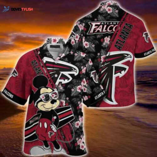 NFL Atlanta Falcons Hawaiian Shirt Mickey Mouse Disney Tropical Flower Design