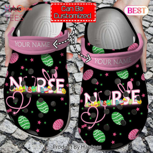 Nurse Crocs – Personalized Happy Easter Nurse Bunny Rabbit Holiday Clog Shoes For Men And Women