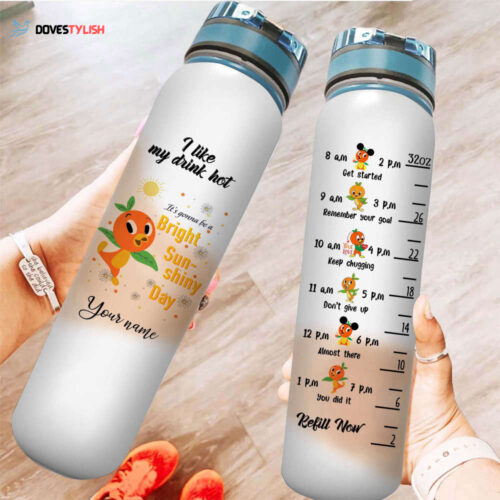 Orange Bird Motivational Water Tracker Bottle