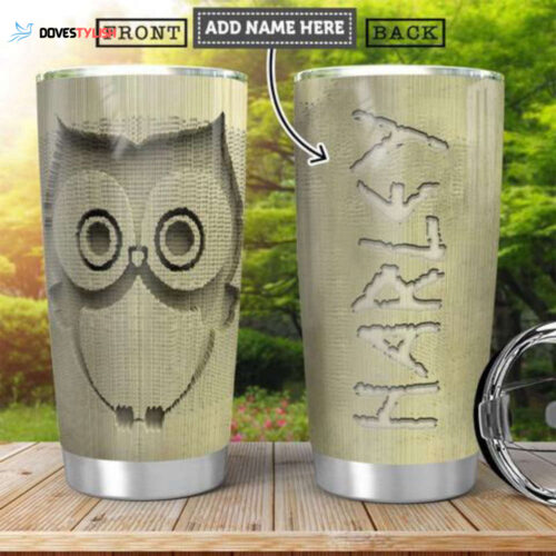Owl Book Folding Kd4 Personalized Stainless Steel Tumbler, Personalized Tumblers, Tumbler Cups, Custom Tumblers