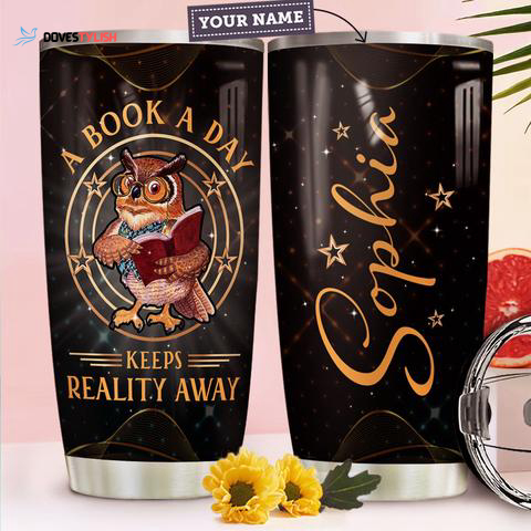 Owl Book Personalized Stainless Steel Tumbler, Personalized Tumblers, Tumbler Cups, Custom Tumblers