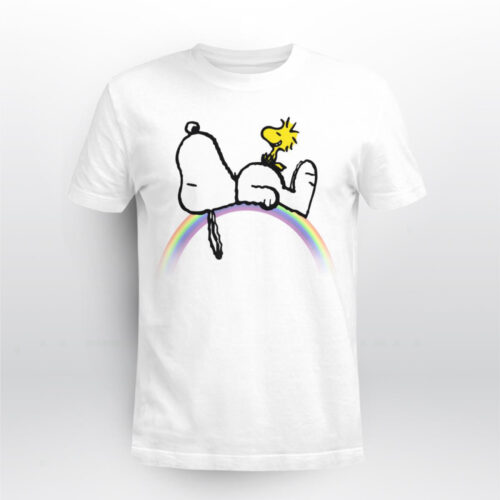 Peanuts Snoopy Woodstock Rainbow T-Shirt: Fun and Colorful Tee for Peanuts Fans