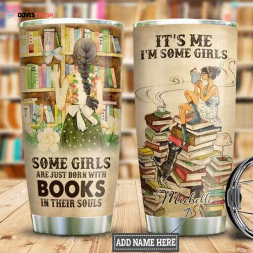 Book Cat Personalized Stainless Steel Tumbler, Personalized Tumblers, Tumbler Cups, Custom Tumblers